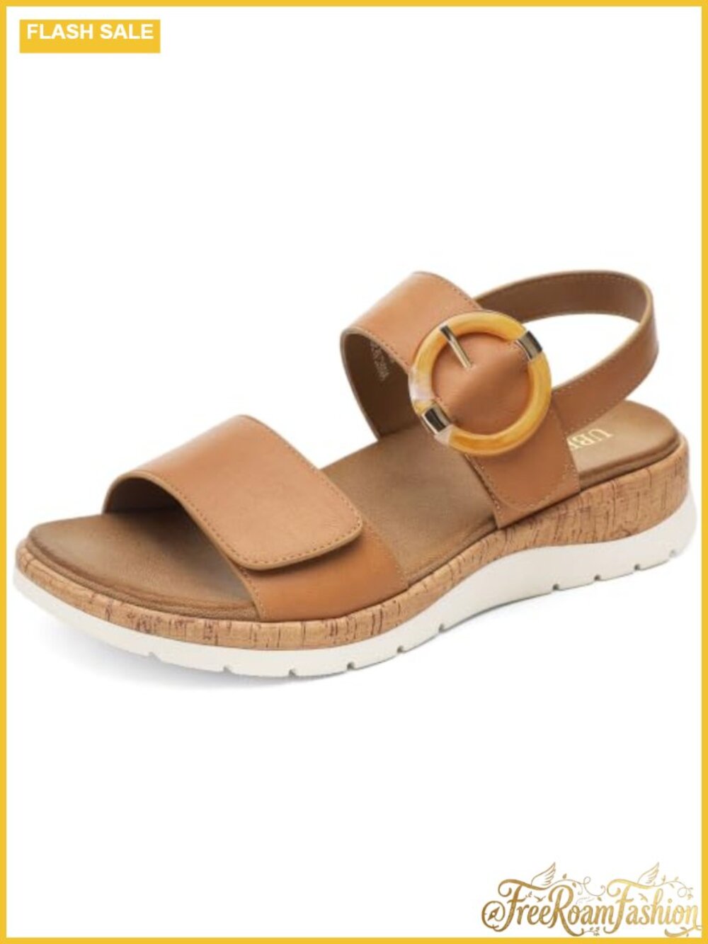 Womens Low Wedge Walking Sandals with Arch Support Adjustable Straps